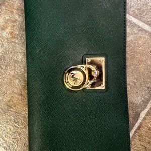 Michael Kors Green Wallet with Gold Accents